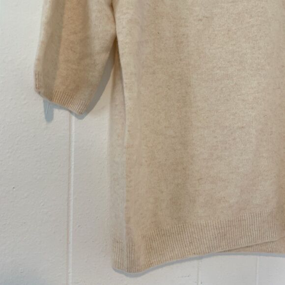 Liny Xin Womens Large Superfine Merino Wool 3/4 Sleeve Sweater Ivory Gold Lot 2 - Picture 10 of 14